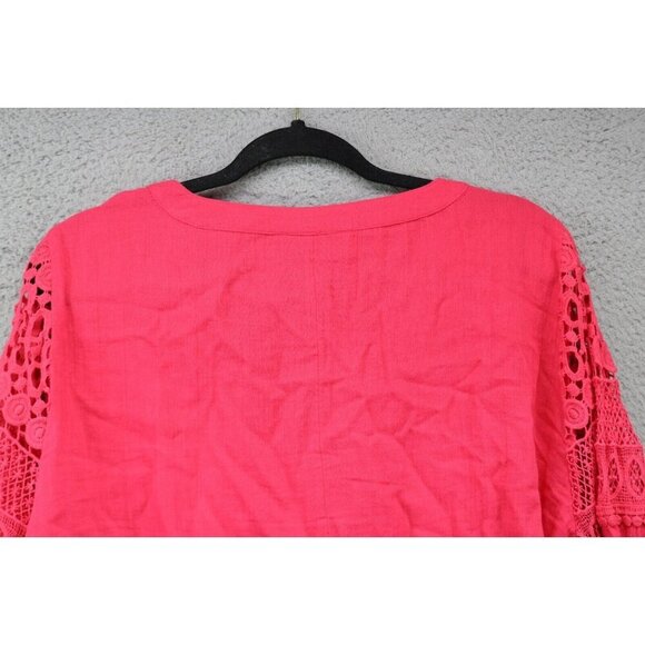 Lane Bryant Long Balloon Sleeves Button Down Blouse-Size 18-Boho-Lace - Picture 9 of 9